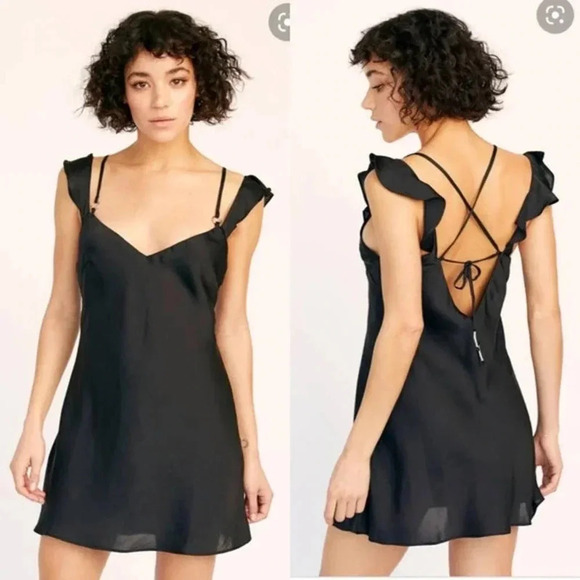 FREE PEOPLE Slip Dress Mini What I Want Satin Women's Sz L NWT 🙌🏻✨⏰💭🤝⌛️ - Picture 3 of 14